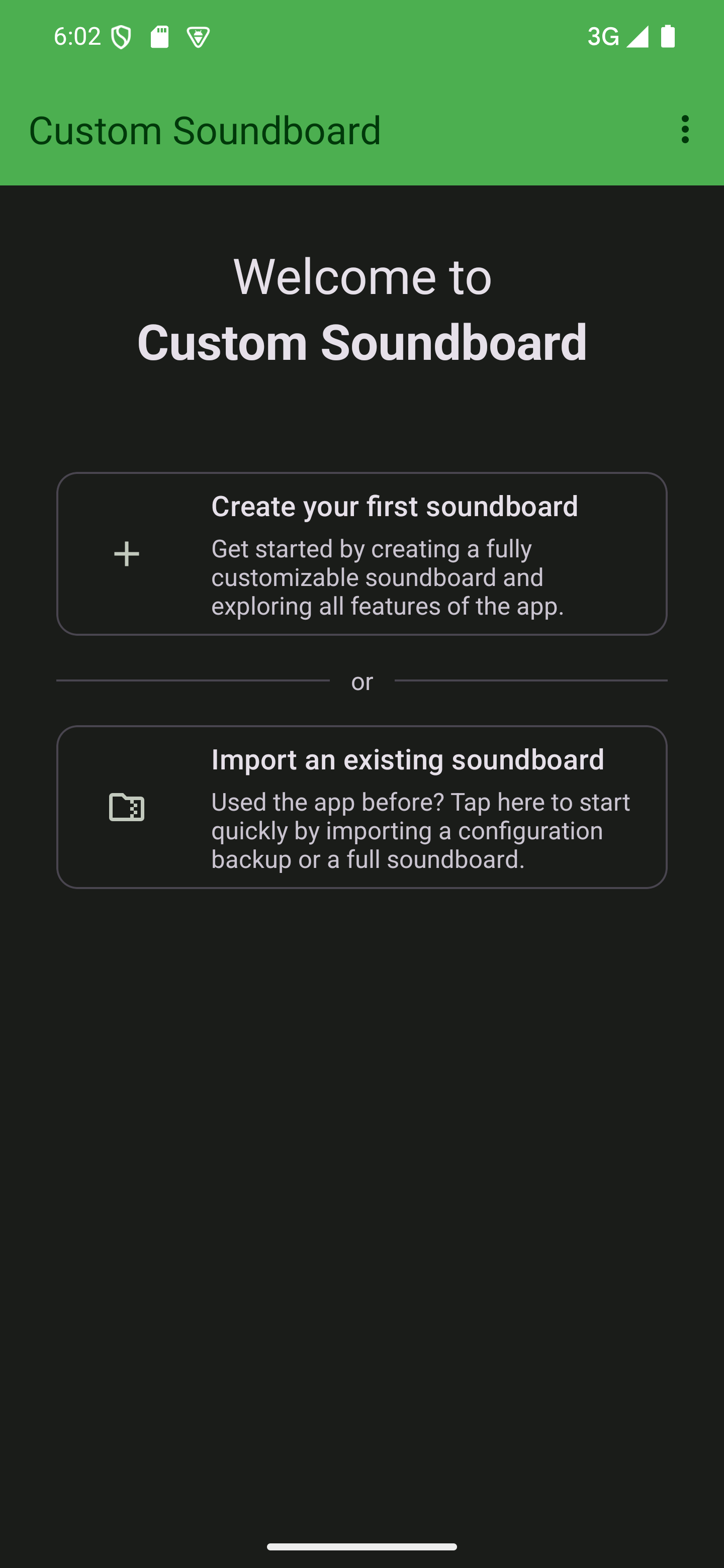 A screenshot of the interface of the Custom Soundboard Android app