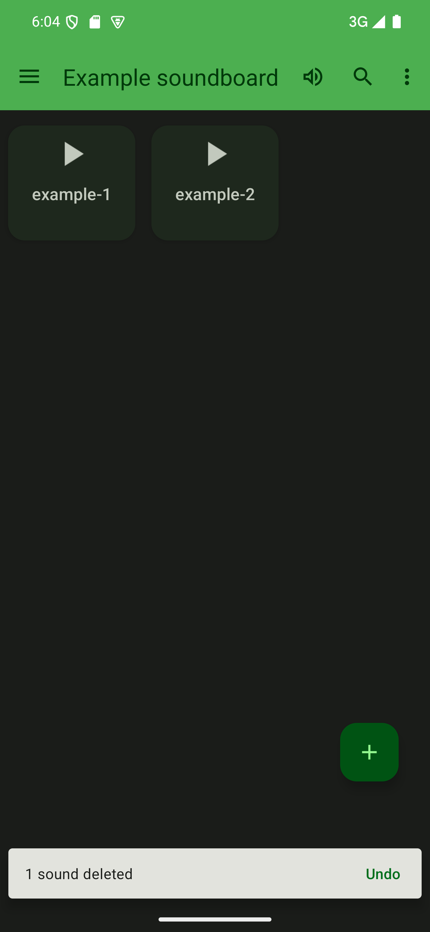 Tap "Undo" to restore the sounds that were deleted A soundboard with a deletion confirmation bar at the bottom containing an undo button