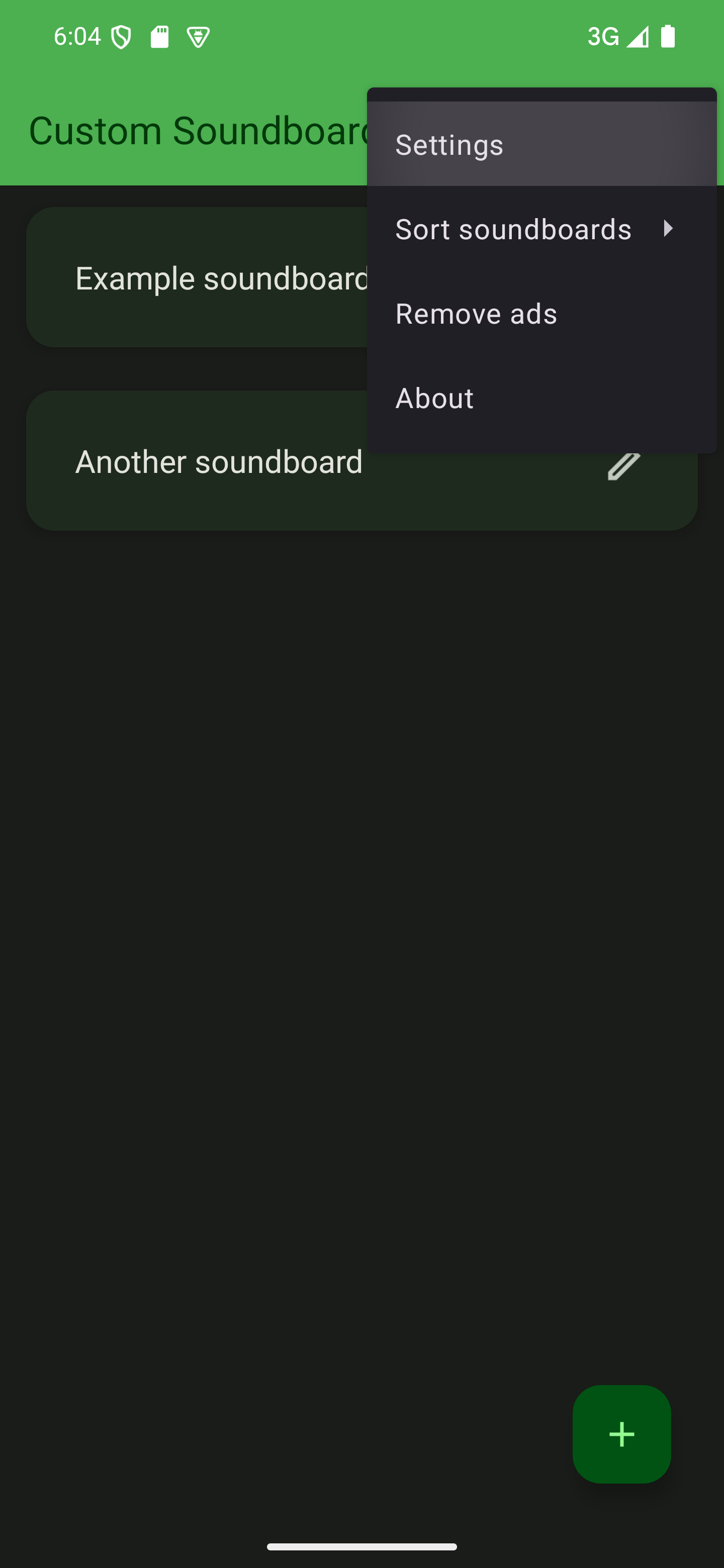 Use the menu to open the app's settings The options menu with the "Settings" option highlighted