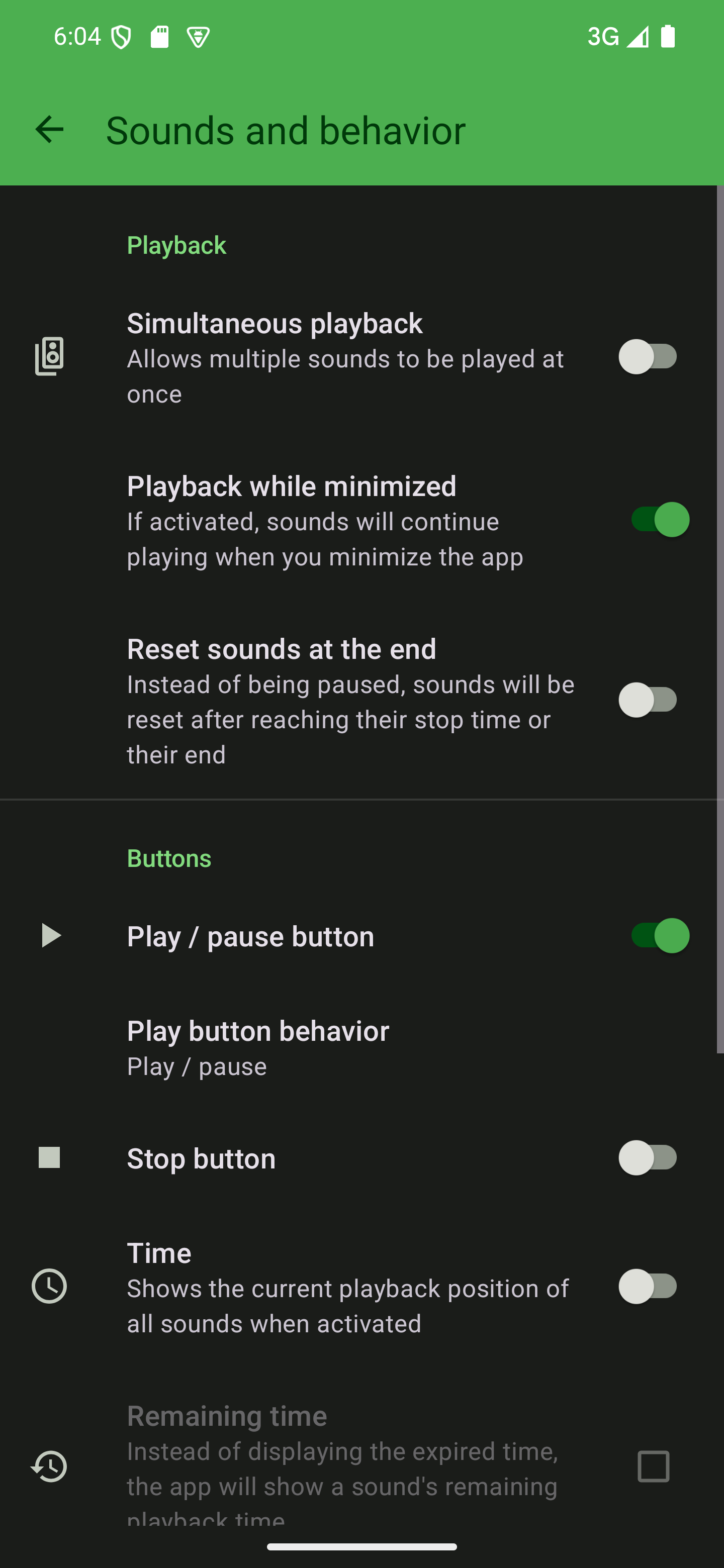 Tap "Sounds and behavior" to open the category The "Sounds and behavior" category of the app's settings