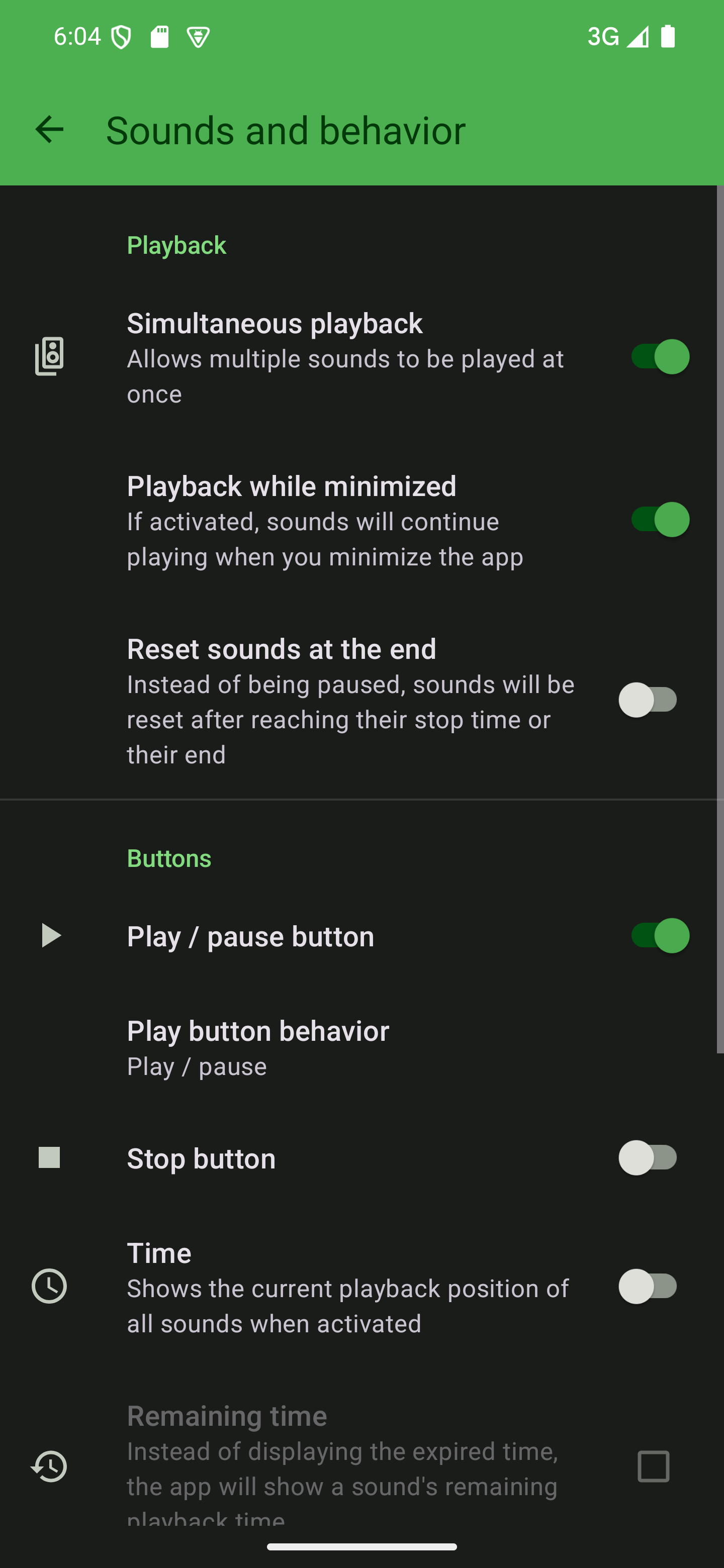 Tap "Sounds and behavior" to open the category The "Sounds and behavior" category of the app's settings
