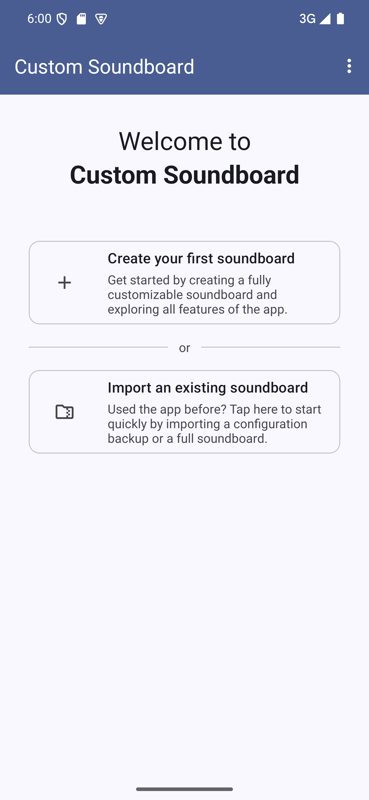 A screenshot of the interface of the Custom Soundboard Android app