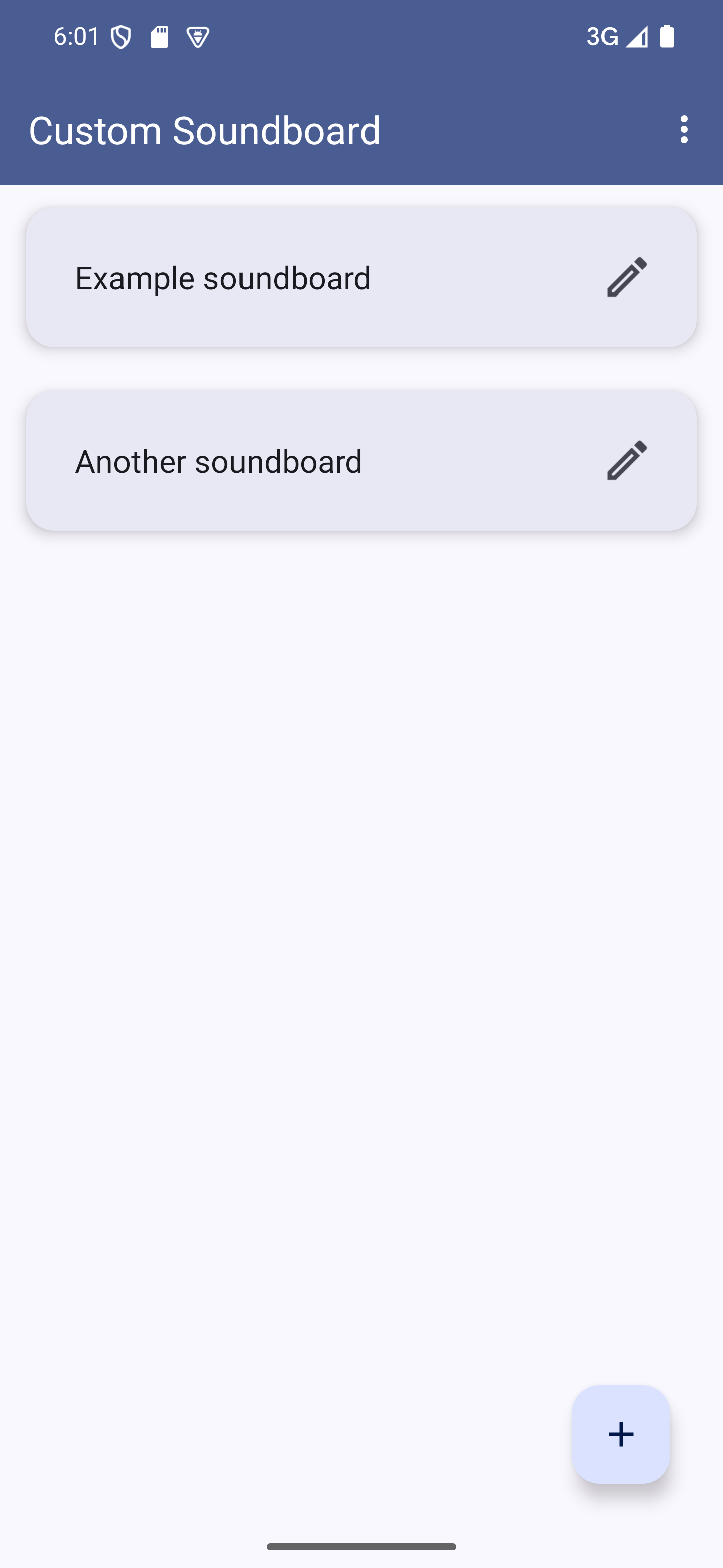 The list of soundboards created in the app A list of all soundboards created in the app