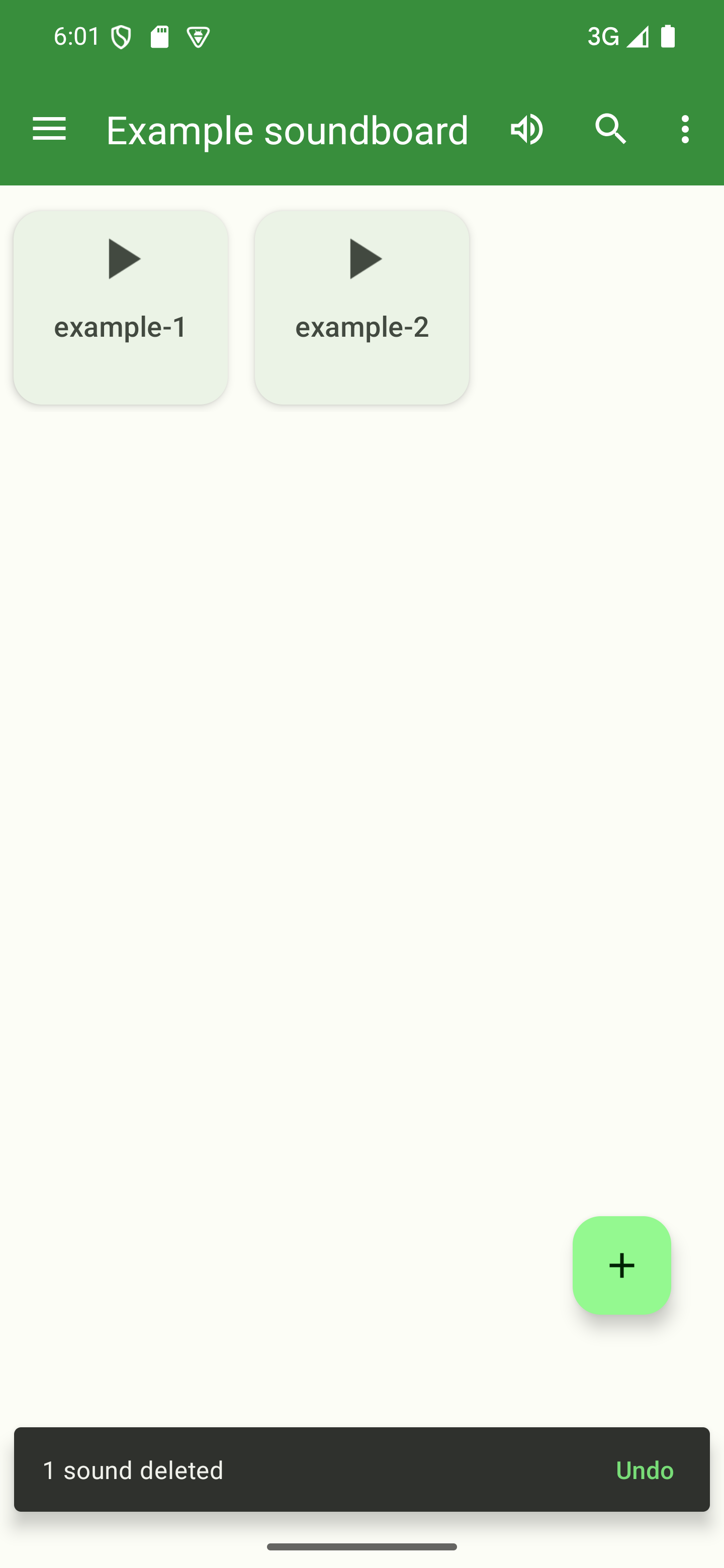 Tap "Undo" to restore the sounds that were deleted A soundboard with a deletion confirmation bar at the bottom containing an undo button