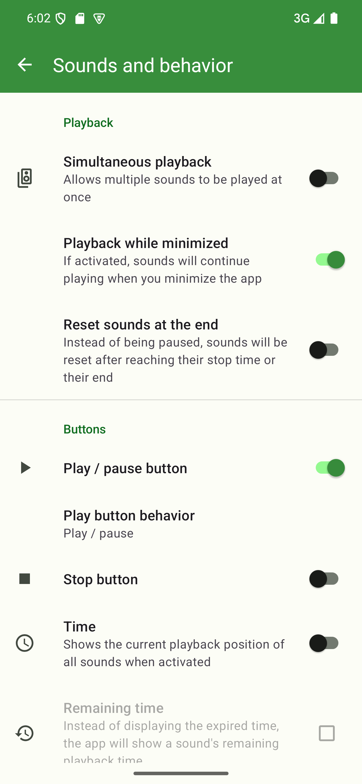 Tap "Sounds and behavior" to open the category The "Sounds and behavior" category of the app's settings