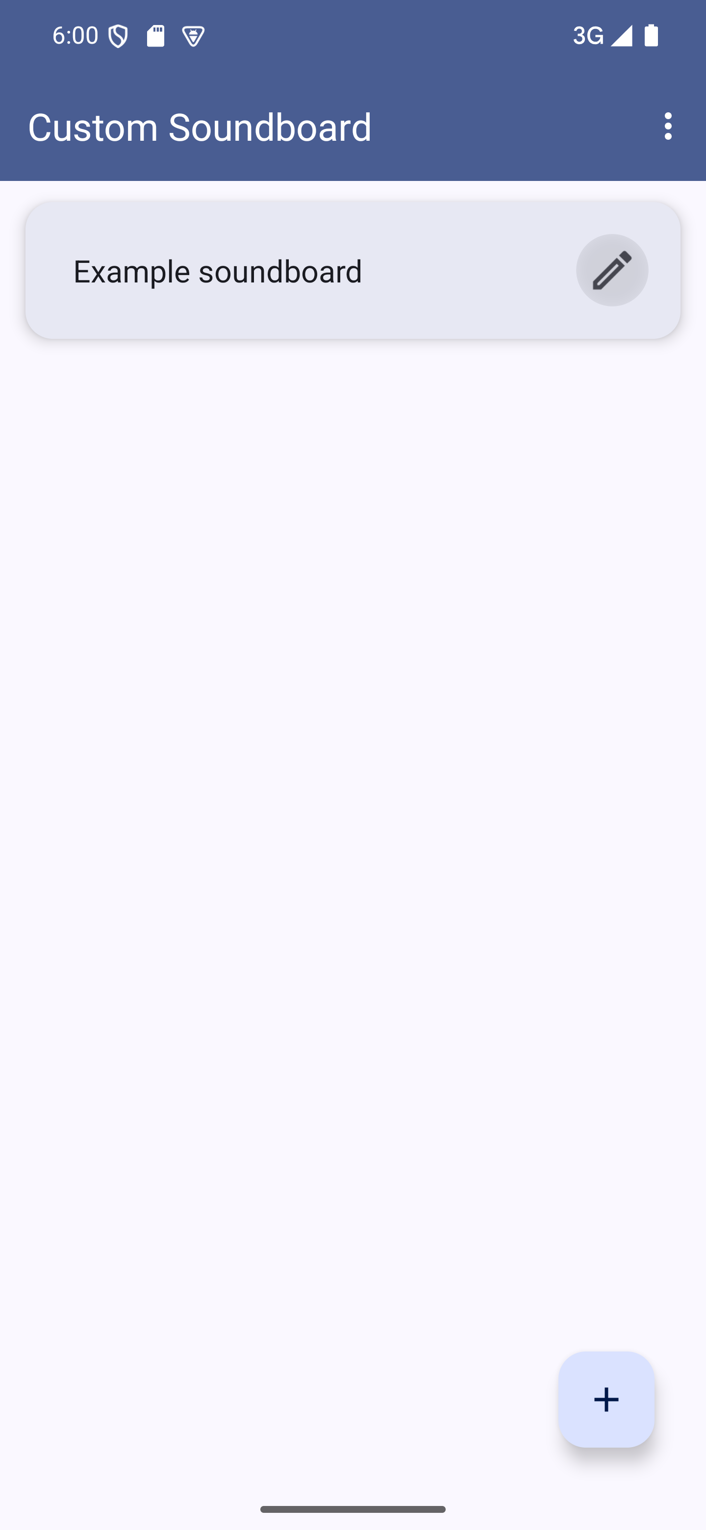 Tap the pencil icon on one of your soundboards The app's start screen with one soundboard listed and the rename button highlighted
