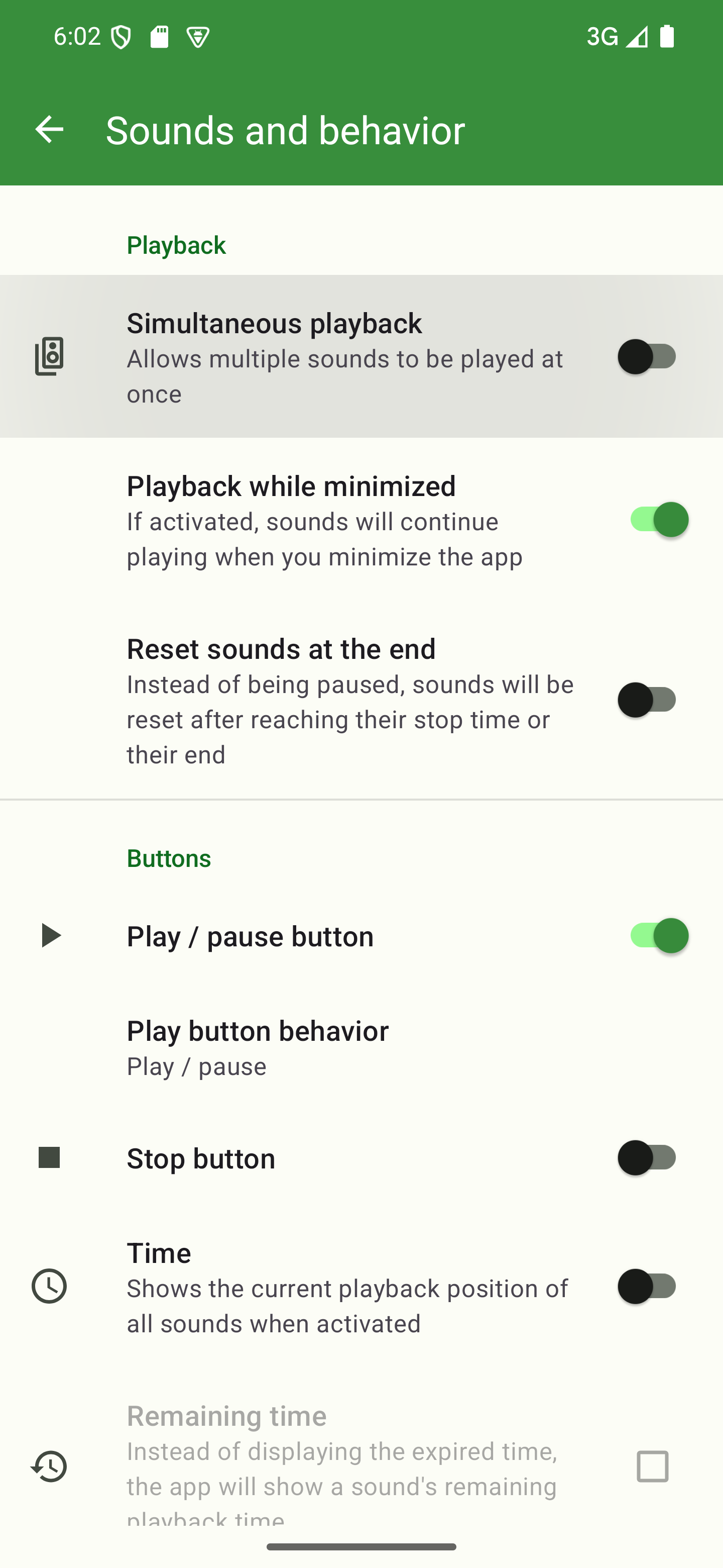 Tap "Sounds and behavior" to open the category The app's settings with the "Sounds and behavior" category highlighted