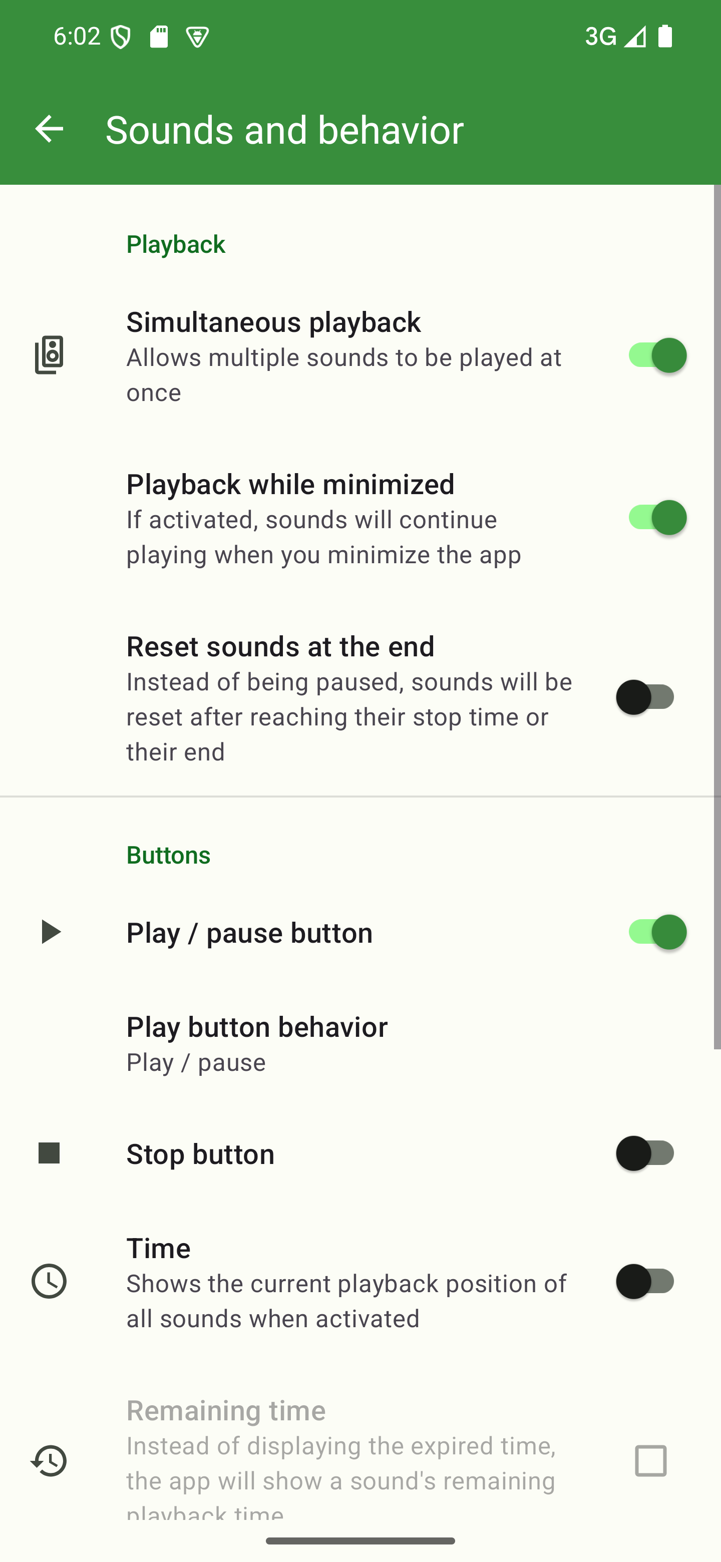 Tap "Sounds and behavior" to open the category The "Sounds and behavior" category of the app's settings